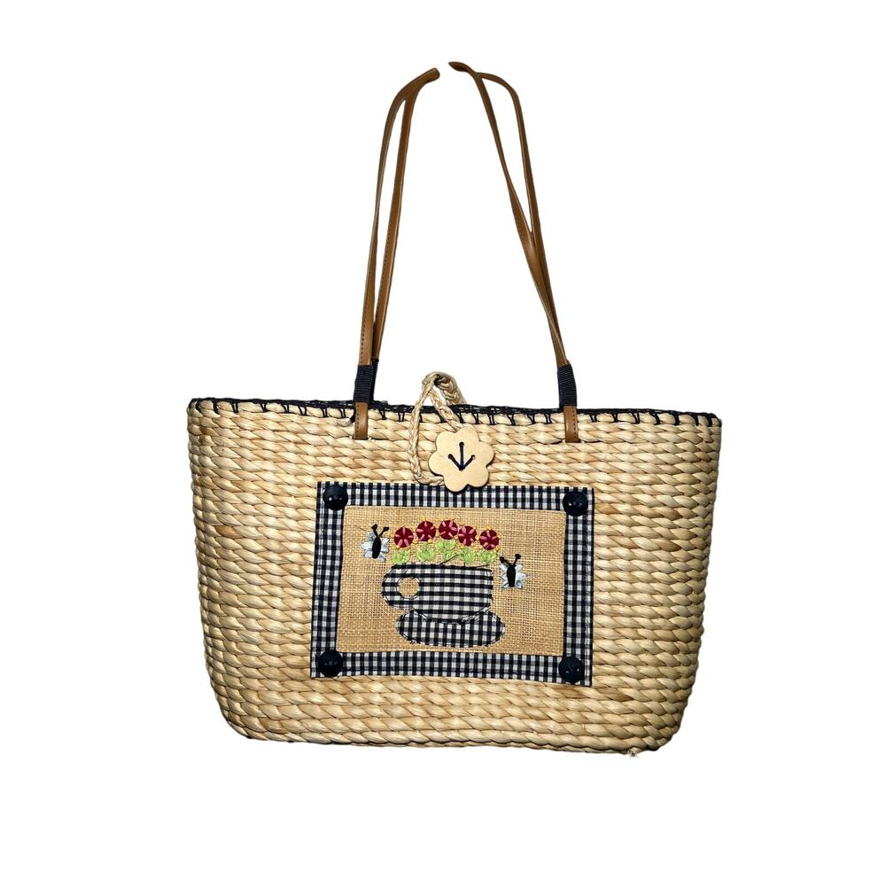 Breckenridge wicker straw tote purse bag vintage cottagecore grandmacore
